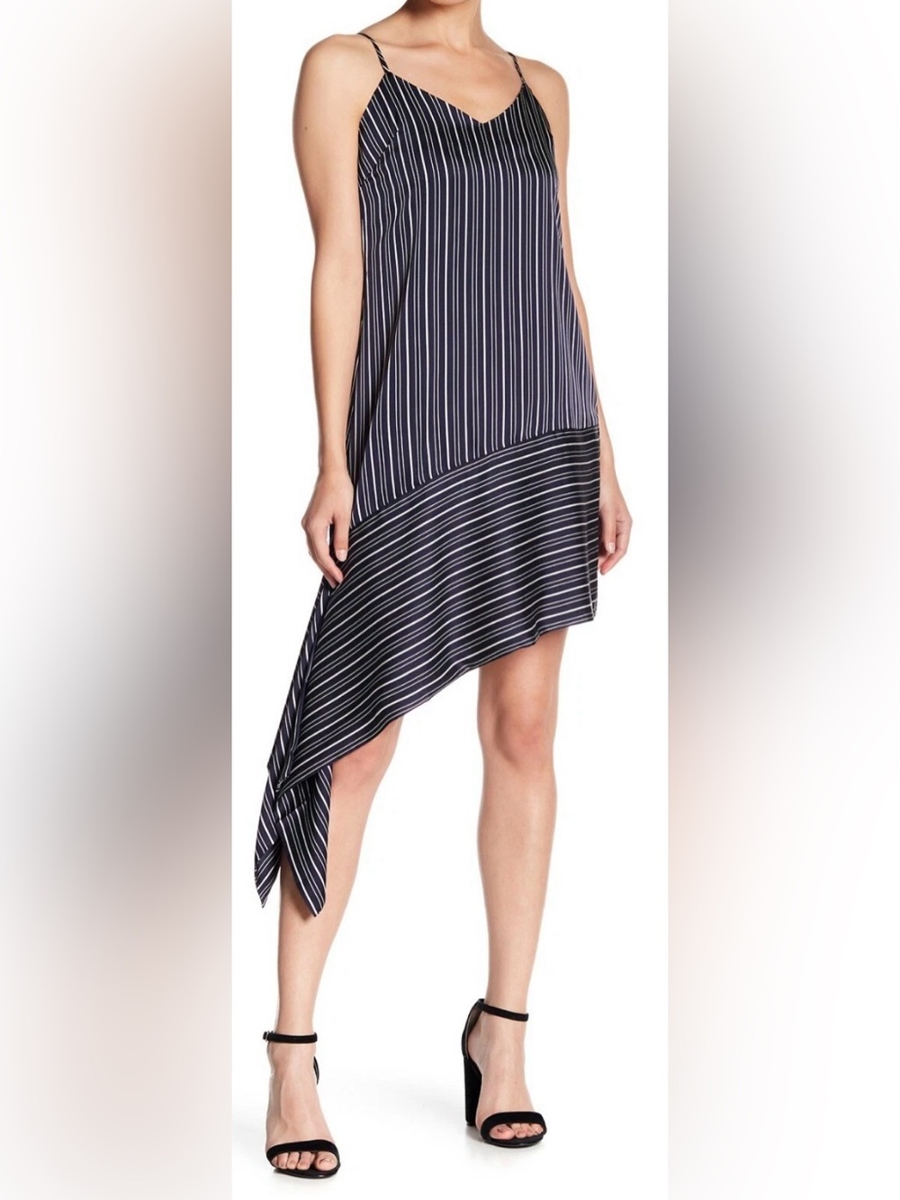 NWT - J.O.A. Striped Asymmetrical Dress Navy/White Size S